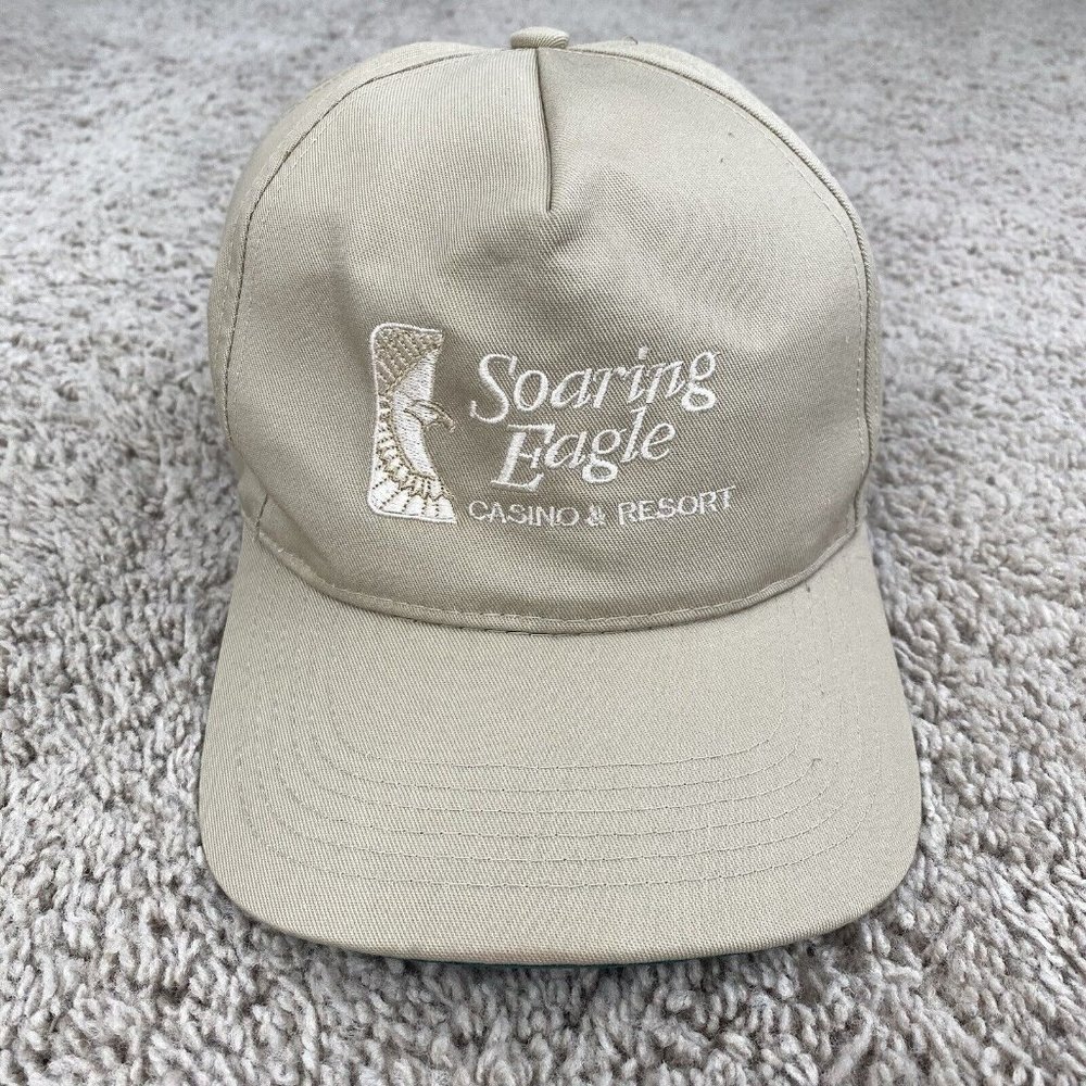 Vintage San Sun Soaring Eagle Casino &‎ Resort Hat Beige Snapback Trucker Cap